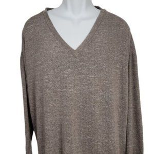 Larry Levine Men's Brown Long Sleeve V-Neck Pullover Sweater Size Large